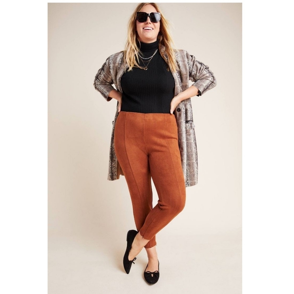 Anthropologie Faux Suede Leggings with Ankle Zips